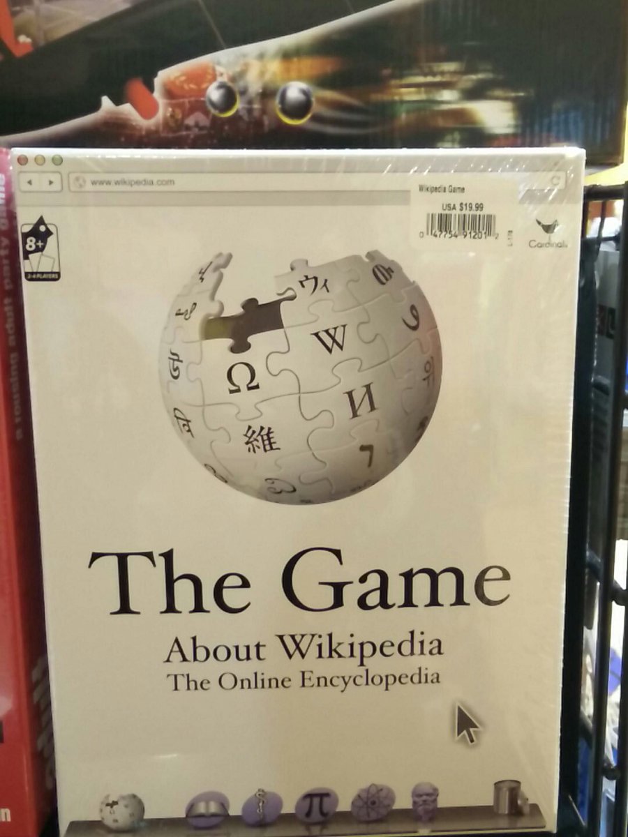 Picture of a box of "Wikipedia: The Game" with the URL bar showing www.wikipedia.com