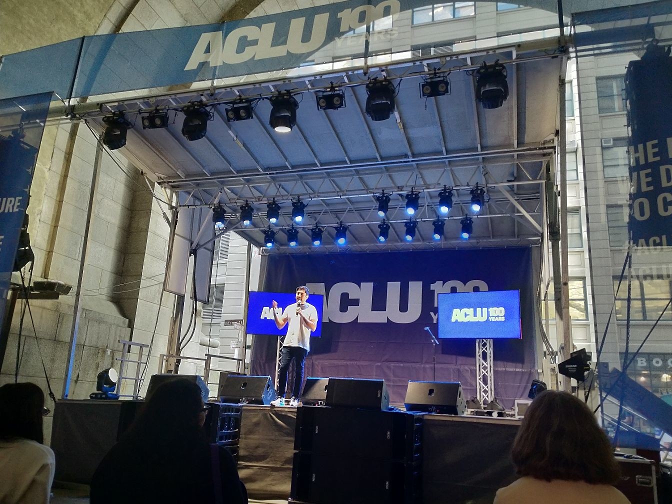 stand up comic at ACLU 100 in NYC