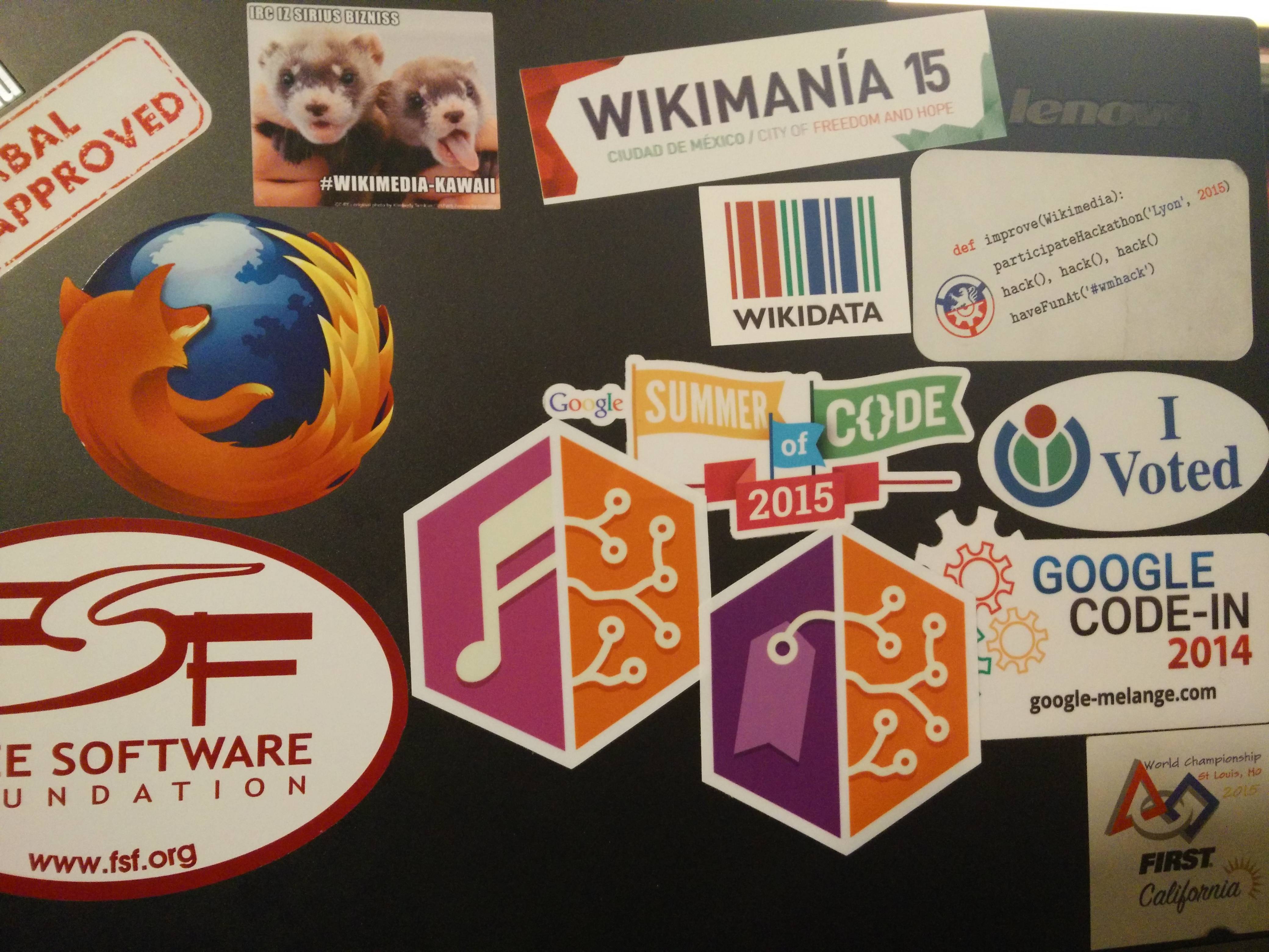 Picture of laptop with a MusicBrainz and Picard sticker on it